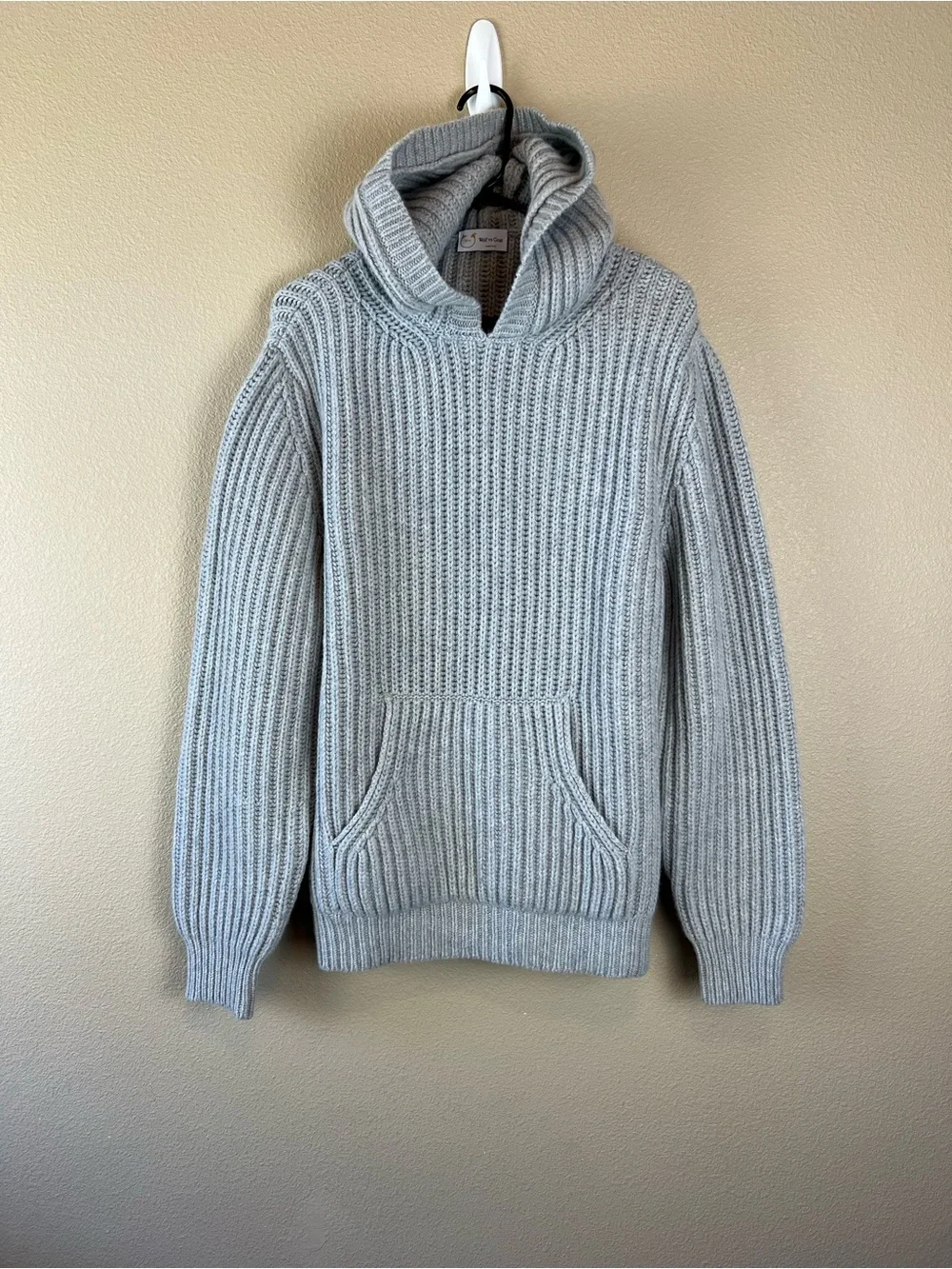 Wolf vs Goat Wool Chunky Pullover Hoodie Sweater Grey
